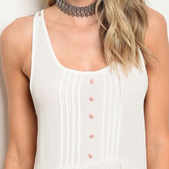 Ivory & pink button tab tie dye babydoll dress - Picture 4 of 6